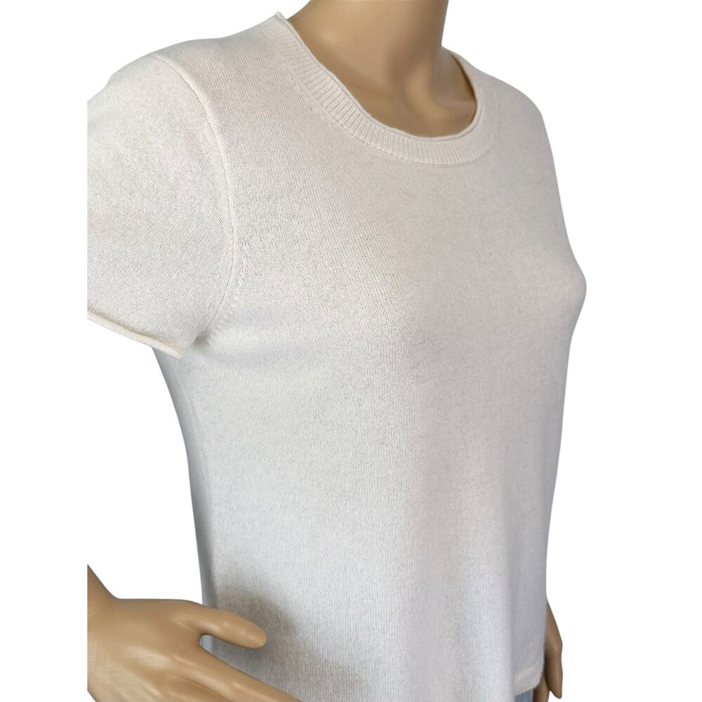 J. Crew Pure Cashmere Relaxed T-Shirt Ivory Cream BG648 Size L - Picture 10 of 14